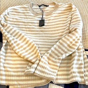 Jenni Kayne everyday sweater tan stripe size L